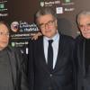 Omar Sharif, Robert Hossein et Serge Toubiana lors de la projection du film Lawrence d'Arabie à la Cinémathèque de Paris le 29 novembre 2012