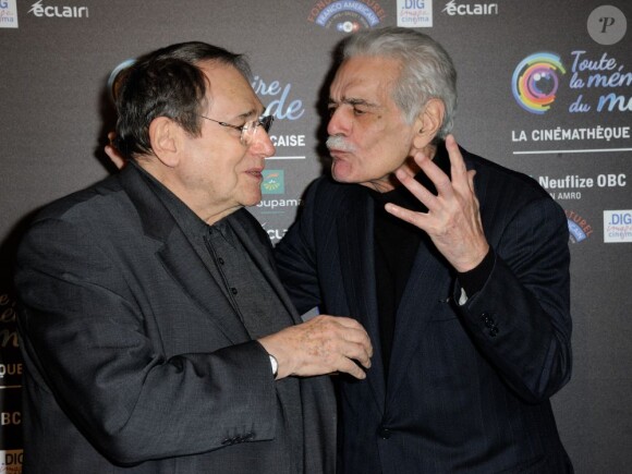 Omar Sharif et Robert Hossein lors de la projection du film Lawrence d'Arabie à la Cinémathèque de Paris le 29 novembre 2012