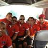 Photo d'Alex, Verratti, Lavezzi, Nenê, Maxwell et Pastore du PSG dans le bus, postée sur Twitter par Miguel Iborra.