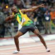 Usain Bolt après sa victoire olympique sur 200m au Stade Olympique de Londres le 9 août 2012