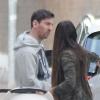 Lionel Messi et sa compagne Antonella Roccuzzo avec leur petit Thiago, le lundi 10 décembre 2012 à Barcelone.