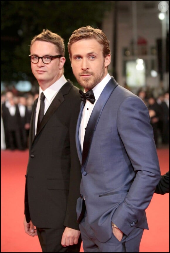 Ryan Gosling et le réalisateur danois Nicolas Winding Refn lors de la Montée des marches du film Drive au 64e Festival de Cannes, le 20 mai 2011.