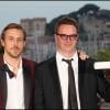 Ryan Gosling et le réalisateur de Drive Nicolas Winding Refn fêtent le prix de la mise en scène. (Photo du 22 mai 2011)