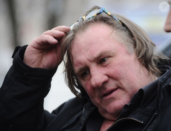 Gérard Depardieu lors de son arrivée à Saransk, le 6 janvier 2013