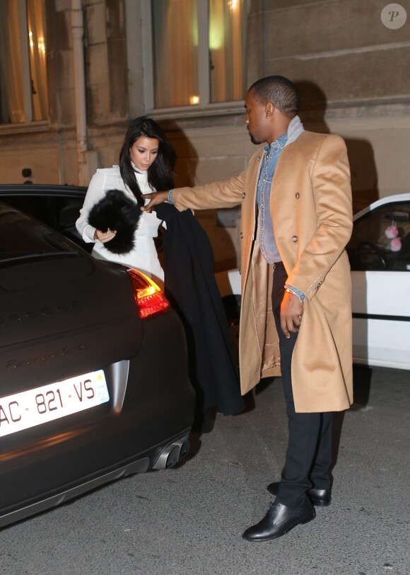 Kanye West et Kim Kardashian à Paris, le 11 janvier 2013.