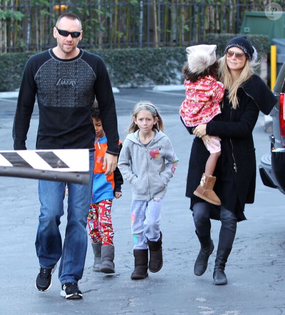 Heidi Klum, son compagnon Martin Kristen et les enfants du mannequin, Lou, Leni et Johann, samedi 12 janvier 2013 à Los Angeles.