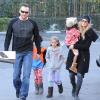 Heidi Klum, son compagnon Martin Kristen et les enfants du mannequin,  Lou, Leni et Johann, le 12 janvier 2013 à Los Angeles.