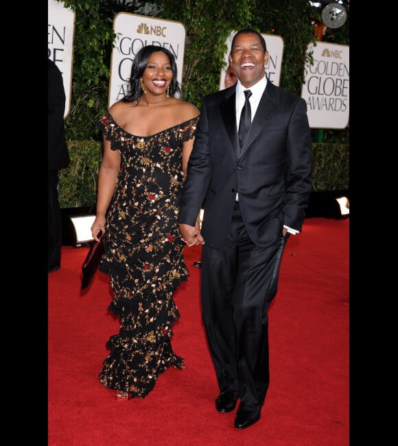 Denzel Washington et sa femme lors de la cérémonie des Golden Globes à Los Angeles le 13 janvier 2013