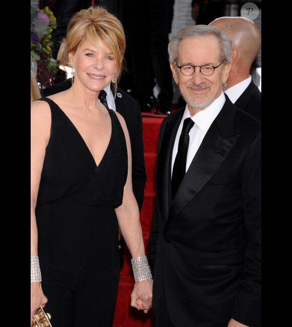 Kate Capshaw et Steven Spielberg lors de la cérémonie des Golden Globes à Los Angeles le 13 janvier 2013