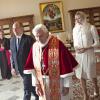Rencontre du prince Albert II de Monaco et de la princesse Charlene avec le pape Benoît XVI, le 12 janvier 2013 au Vatican.