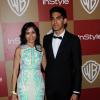 Freida Pinto et Dev Patel lors de la soirée Warner Bros. qui se déroulait après la cérémonie des Golden Globes 2013, au Beverly Hilton Hotel à Los Angeles, le 13 janvier 2013