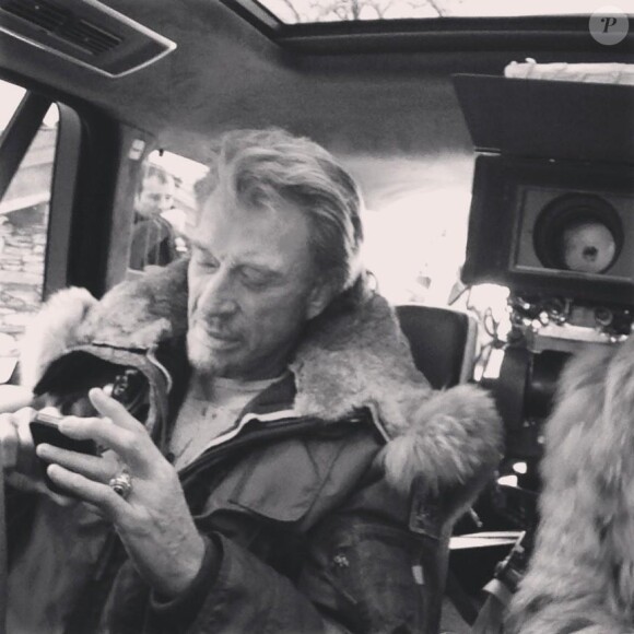 Johnny Hallyday sur le tournage de Salaud, on t'aime, le 13 janvier 2013