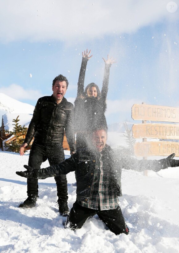 Michaël Youn, Isabelle Funaro et José Garcia fête le succès de Vive la France au photocall du Festival du film de comédie à l'Alpe d'Huez le 17 janvier 2013.