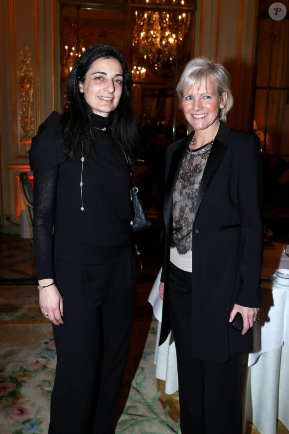 Rachel Marouani (PDG de Fred) et Franka Holtmann (DG de l'hôtel Le Meurice) lors de la traditionnelle Galette des Reines de l'hôtel Le Meurice à Paris le 12 janvier 2013