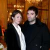 Audrey Marnay, enceinte de son troisième enfant et son compagnon Virgile Bramly lors de la traditionnelle Galette des Reines de l'hôtel Le Meurice à Paris le 12 janvier 2013