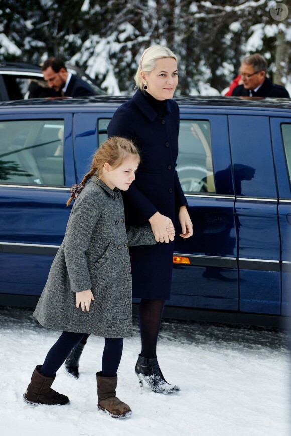 Les royaux norvégiens lors de la messe de Noël, le 25 décembre 2012, à Holmenkollen, Oslo.