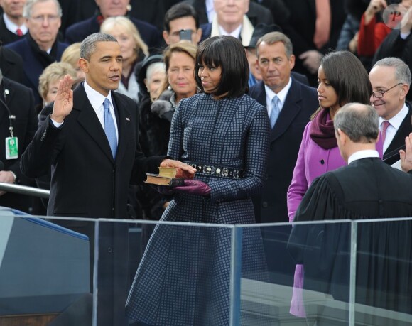 Barack et Michelle Obama lors de la cérémonie d'investiture le 21 janvier 2013.