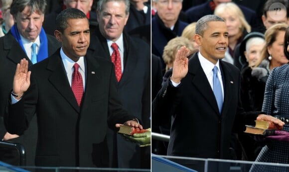 Comparatif des deux cérémonies d'investiture de Barack Obama au Capitol de Washington, en 2009 (à gauche) puis 2013 (à droite)