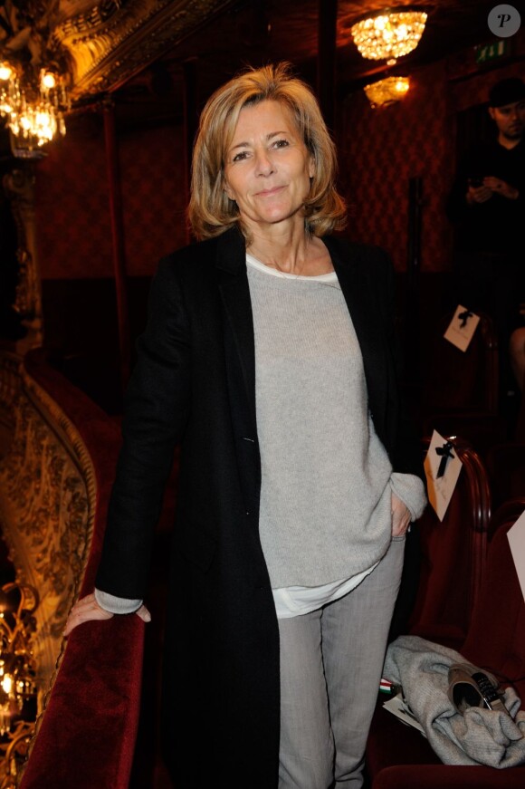 Claire Chazal assiste au défilé haute couture Franck Sorbier au théâtre du Palais Royal. Paris, le 23 janvier 2013.