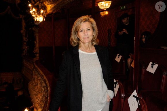 Claire Chazal assiste au défilé haute couture Franck Sorbier au théâtre du Palais Royal. Paris, le 23 janvier 2013.