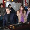 Nicolas Sarkozy et sa femme Carla Bruni lors de son anniversaire le 28 janvier 2013 au restaurant Giulio Rebellato à Paris