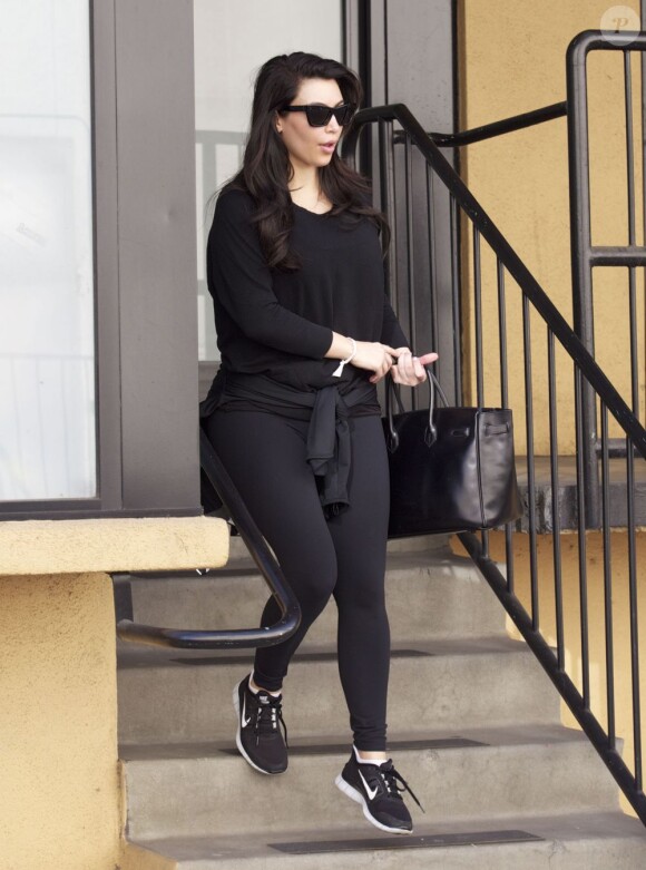Kim Kardashian quitte son cours de gym dans le quartier de Studio City. Le 29 janvier 2013.