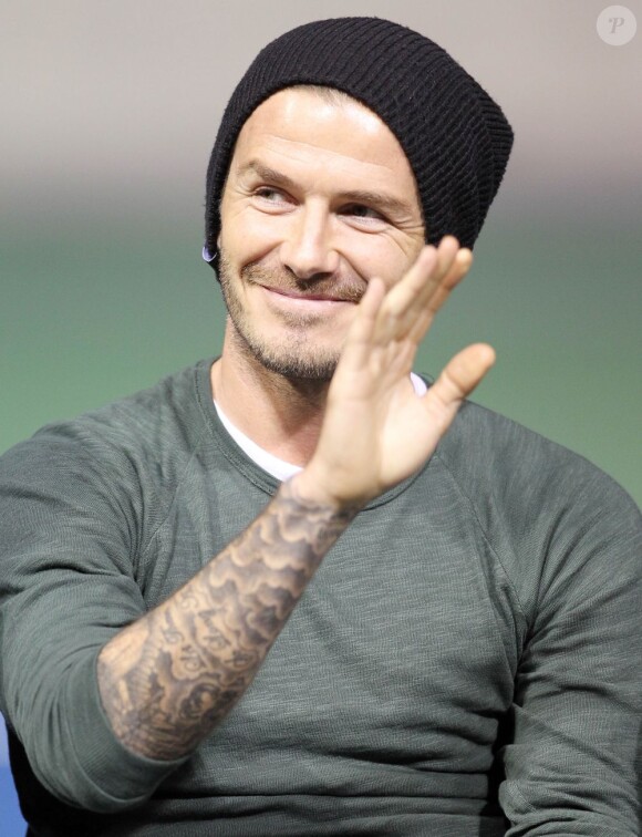 David Beckham lors d'une cérémonie organisée en l'honneur de la victoire du Galaxy en MLS, au Home Depot Center de Carson le 3 décembre 2012