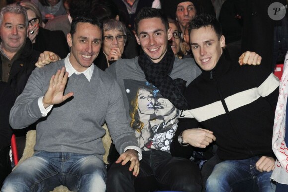 Daniel Ducruet et ses fils Michael et Louis lors du coup d'envoi du Festival New Generation dont sa fille Pauline est la présidente du jury, le 2 février 2013 au chapiteau de Fontvieille à Monaco