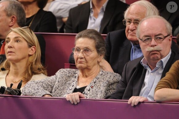 Simone Veil lors de la finale de l'Open GDF-Suez de Paris au stade Pierre de Coubertin le 3 février 2013 à Paris