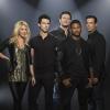Shakira, Usher, Adam Levine et Blake Shelton posent pour la promo de la 4e saison de The Voice, sur NBC dès le 25 mars 2013.