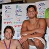 Florent Manaudou et Camille Lacourt lors du Swim Show à la piscine olympique de Courbevoie le 9 fevrier 2013.