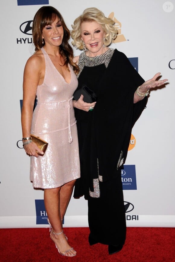 Melissa Rivers et Joan Rivers au pré-Grammy gala organisé par Clive Davis au Beverly Hilton Hotel, le 9 février 2013.