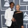 Wiz Khalifa et Amber Rose à la 55e cérémonie des Grammy Awards à Los Angeles le 10 février 2013. Amber Rose portait une robe Donna Karan et Wiz Khalifa un costume Tom Ford.
