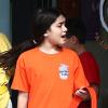 Blanket Jackson à la sortie de son cours de karaté à Los Angeles, le 10 février 2013. Il jeune garçon affiche fièrement sa ceinture orange.