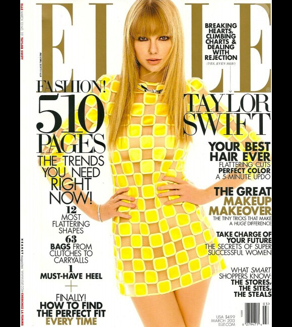 Taylor Swift fait la couverture du ELLE américain, dans l'édition du mois de mars 2013, en kiosques le 19 février 2013.