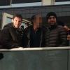 Lionel Messi et Xavi lors de leur visite au club de L'Olympique Neuilly District 92 le 11 février 2013