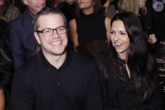 Matt Damon et Luciana Barroso au déflé Naeem Khan le 12 février 2013
