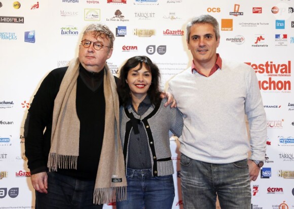 Saida Jawad, Regis Musset et Dominique Besnehard pendant le photocall de Tanagra dans la sélection Horizon Télé, au 15e Festival de Luchon, le 13 février 2013