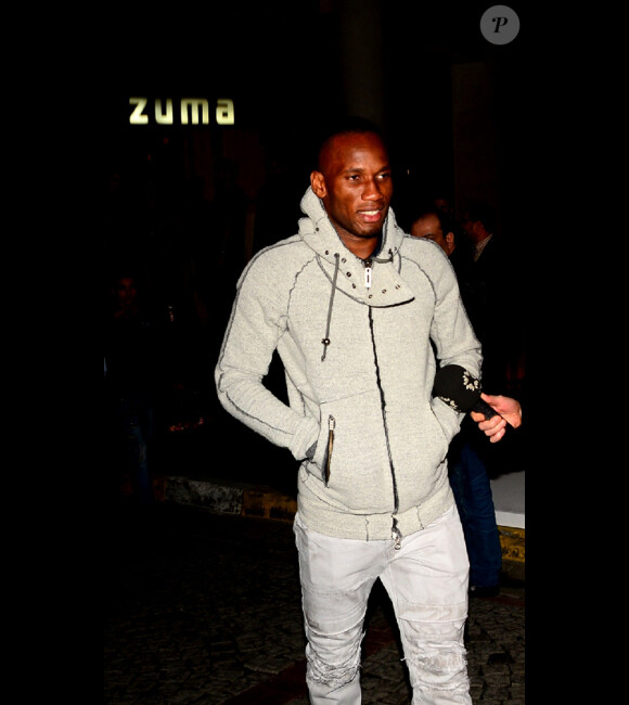 Didier Drogba, nouveau joueur du Galatasaray profite de la nuit d'Istanbul après un dîner chez Zuma, le 12 février 2013