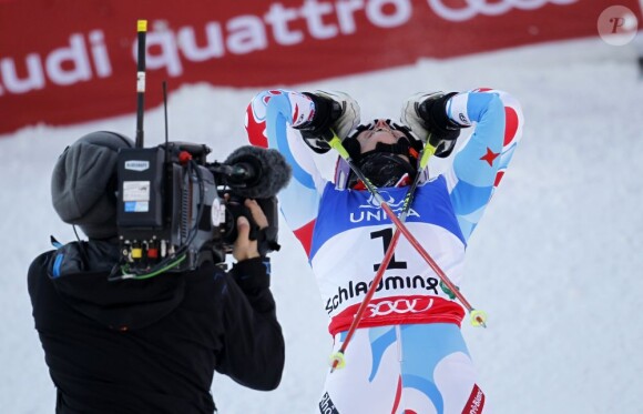 Tessa Worley lors de sa victoire aux mondiaux de Schladming en Autriche le 14 février 2013 en géant
