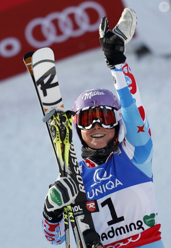 Tessa Worley lors de sa victoire aux mondiaux de Schladming en Autriche le 14 février 2013 en géant