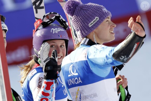 Tessa Worley lors de sa victoire aux mondiaux de Schladming en Autriche le 14 février 2013 en géant