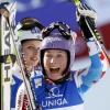Tessa Worley laisse éclater sa joie après sa victoire aux mondiaux de Schladming en Autriche le 14 février 2013 en géant