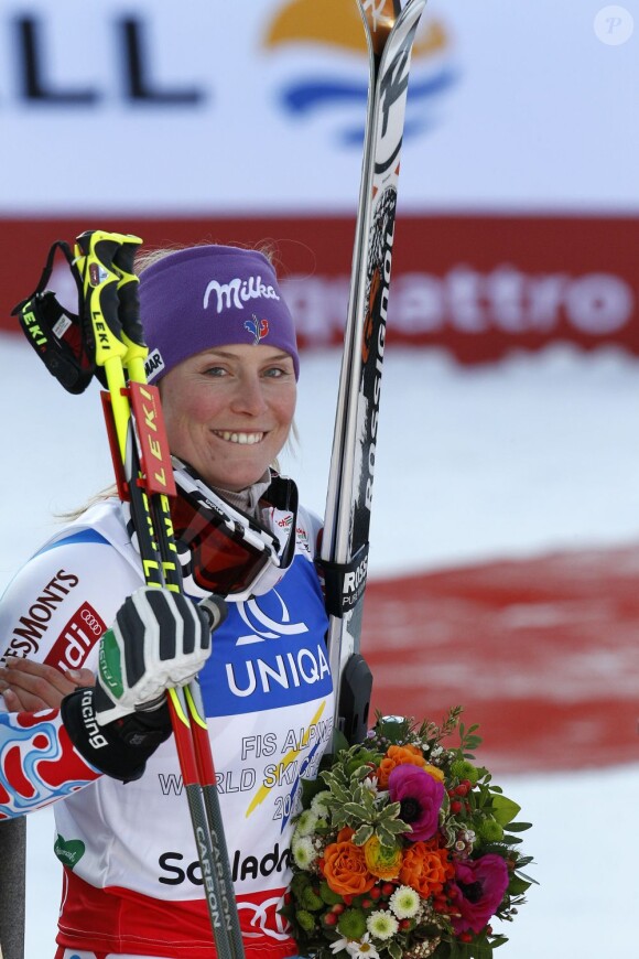 Tessa Worley lors de sa victoire aux mondiaux de Schladming en Autriche le 14 février 2013 en géant