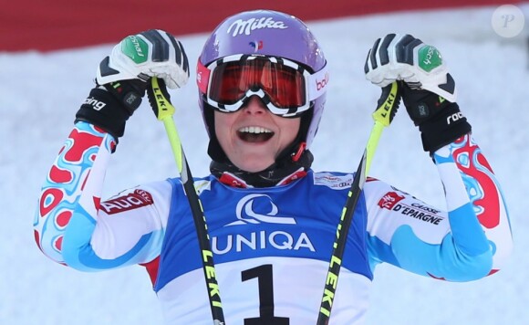 Tessa Worley lors de sa victoire aux mondiaux de Schladming en Autriche le 14 février 2013 en géant