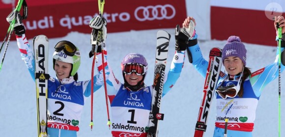 Tessa Worley lors de sa victoire aux mondiaux de Schladming en Autriche le 14 février 2013 en géant