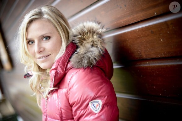 Tessa Worley lors d'une séance photo dans sa maison du Grand Bornand le 9 octobre 2012