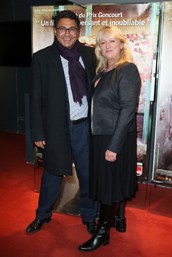 Charlotte de Turckheim et son mari Zaman Hachemi parlent de liberté et d'amour à l'avant-première du film Syngué Sabour à l'UGC des Halles à Paris, le 14 février 2013.
