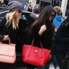 Selena Gomez, Vanessa Hudgens, et Ashley Benson arrivent au Printemps Haussmann, Paris, le 16 février 2013