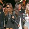 Rihanna, sa meilleure amie Melissa et Cara Delevingne se rendent a la boite de nuit "The Box" à Londres, le 16 fevrier 2013.